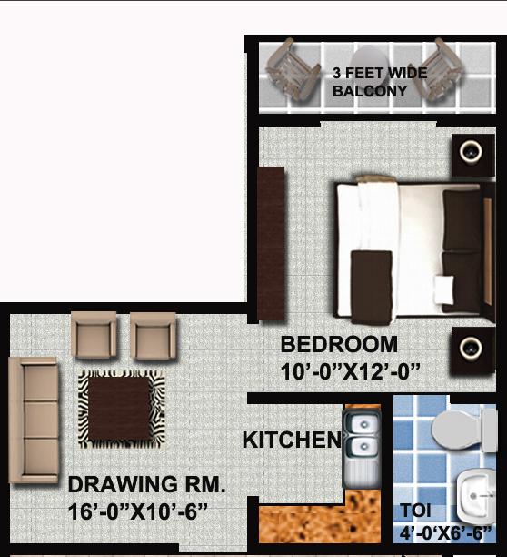 1 BHK layout